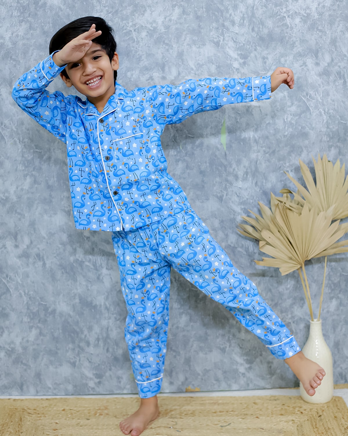 Aqua Nightsuit Set with Pouch