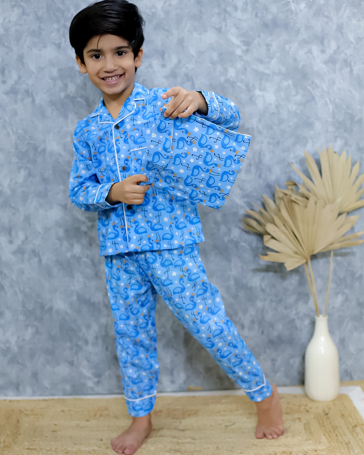 Aqua Nightsuit Set with Pouch